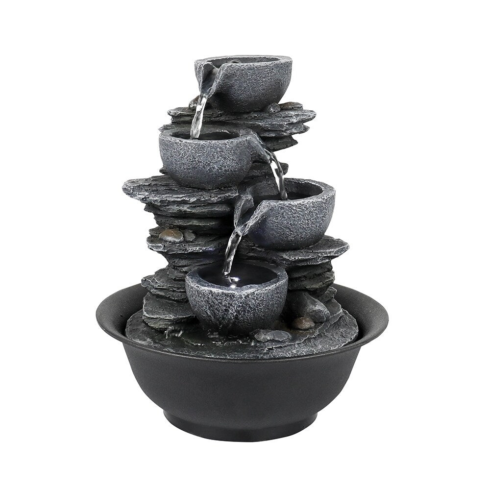 Fontaine d'eau d'intérieur à 4 niveaux avec cascade relaxante pour la maison