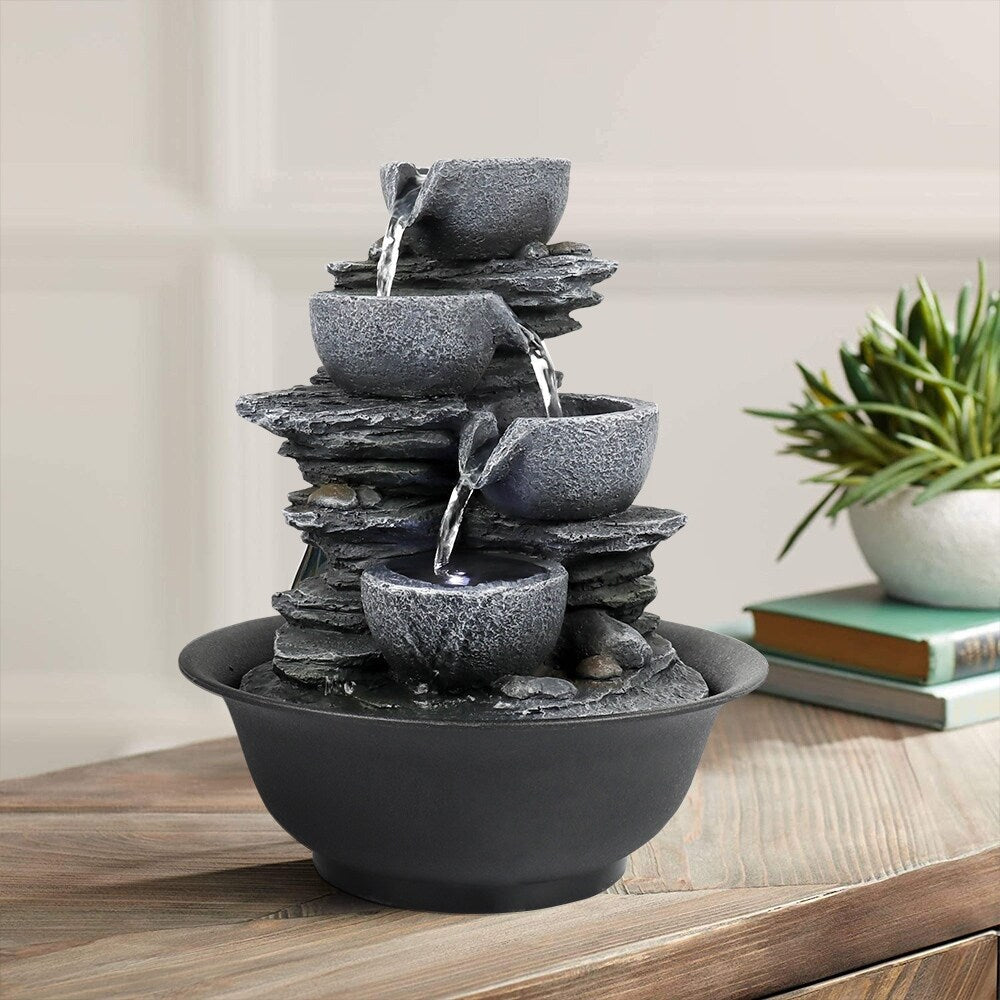 Fontaine d'eau d'intérieur à 4 niveaux avec cascade relaxante pour la maison