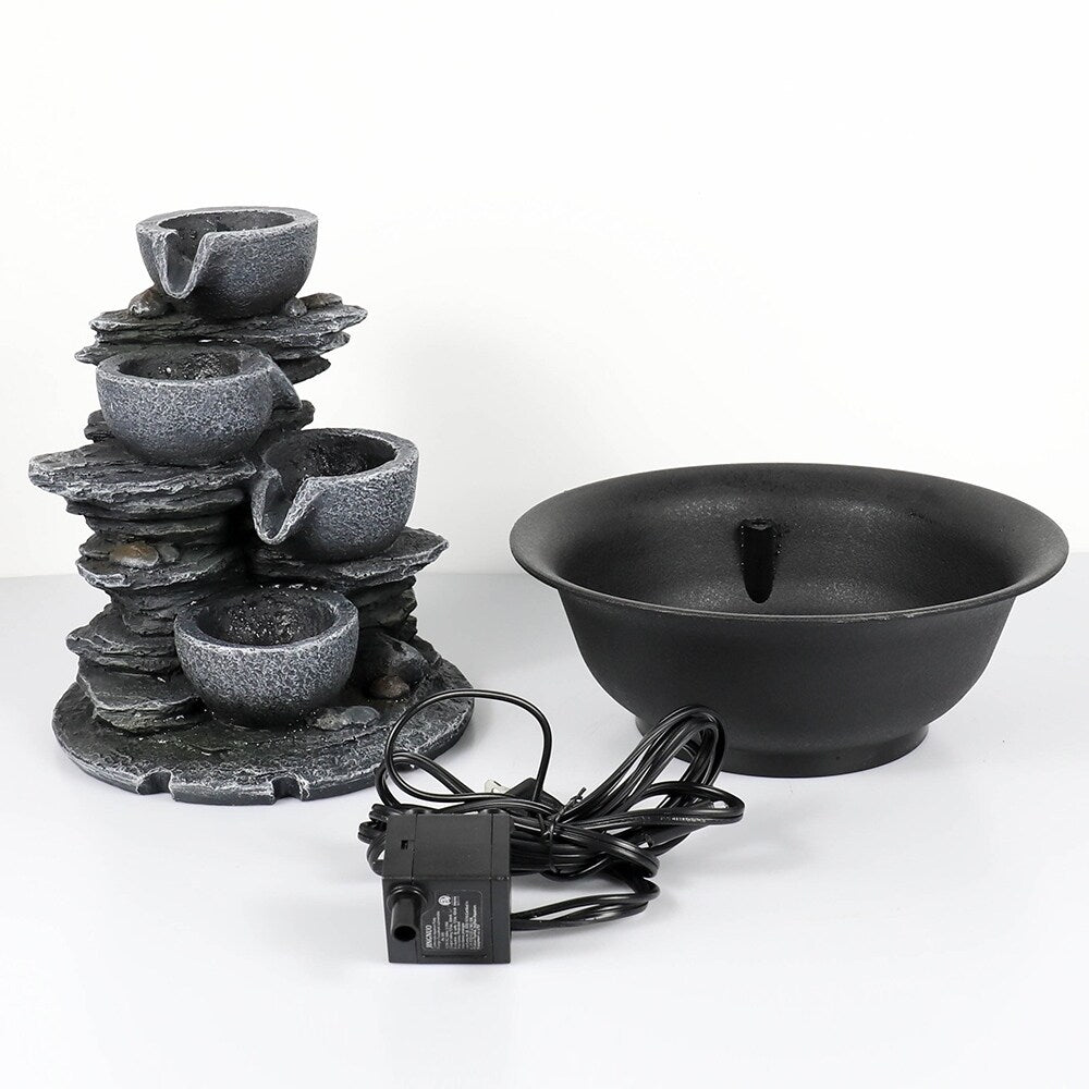 Fontaine d'eau d'intérieur à 4 niveaux avec cascade relaxante pour la maison