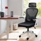 Chaise de bureau ergonomique en maille, dossier haut avec accoudoirs, soutien lombaire, chaise de bureau pivotante pour ordinateur