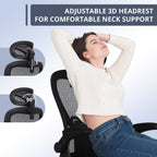 Chaise de bureau ergonomique en maille, dossier haut avec accoudoirs, soutien lombaire, chaise de bureau pivotante pour ordinateur