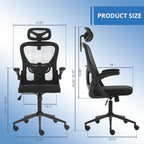 Chaise de bureau ergonomique en maille, dossier haut avec accoudoirs, soutien lombaire, chaise de bureau pivotante pour ordinateur