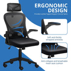 Chaise de bureau ergonomique en maille, dossier haut avec accoudoirs, soutien lombaire, chaise de bureau pivotante pour ordinateur