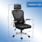 Chaise de bureau ergonomique en maille, dossier haut avec accoudoirs, soutien lombaire, chaise de bureau pivotante pour ordinateur