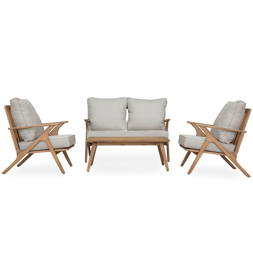 Ensemble de patio 4 pièces, ensemble de canapés d'extérieur avec coussins et coussin de dossier, ensemble de conversation d'extérieur avec table basse