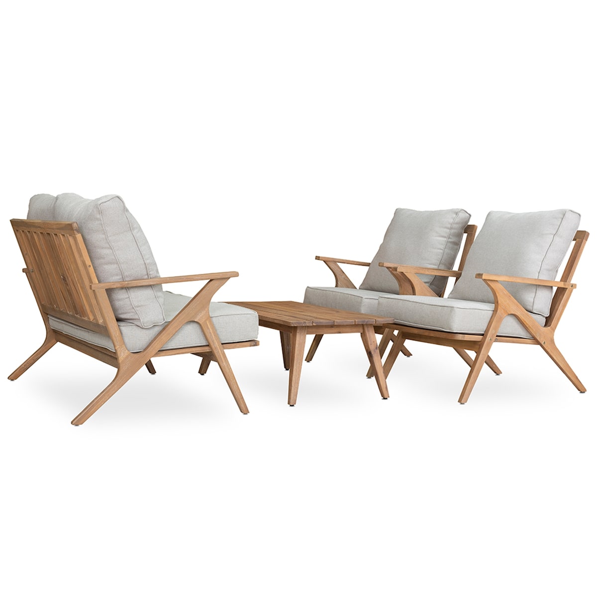Ensemble de patio 4 pièces, ensemble de canapés d'extérieur avec coussins et coussin de dossier, ensemble de conversation d'extérieur avec table basse