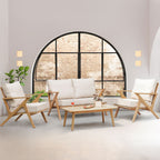 Ensemble de patio 4 pièces, ensemble de canapés d'extérieur avec coussins et coussin de dossier, ensemble de conversation d'extérieur avec table basse