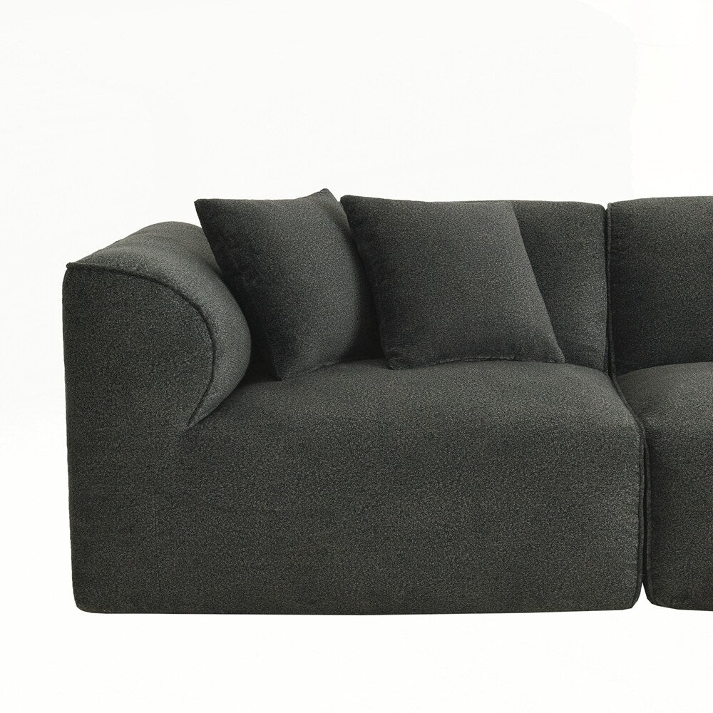 Canapé 4 places avec coussins d'assise en éponge pure et repose-pieds amovible comprenant 3 coussins décoratifs