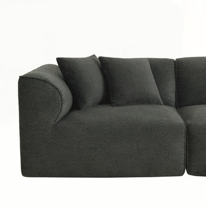 Canapé 4 places avec coussins d'assise en éponge pure et repose-pieds amovible comprenant 3 coussins décoratifs