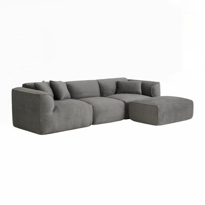 Canapé 4 places avec coussins d'assise en éponge pure et repose-pieds amovible comprenant 3 coussins décoratifs