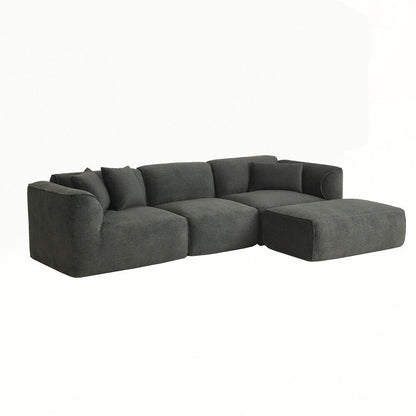 Canapé 4 places avec coussins d'assise en éponge pure et repose-pieds amovible comprenant 3 coussins décoratifs