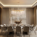 Lustre rectangulaire en cristal doré moderne de 40 pouces, branches d'arbre, luminaire suspendu pour îlot de cuisine, salle à manger
