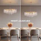 Lustre rectangulaire en cristal doré moderne de 40 pouces, branches d'arbre, luminaire suspendu pour îlot de cuisine, salle à manger