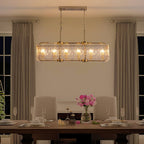 Lustre rectangulaire moderne en cristal de 40 po, 16 lumières, en laiton doré, pour salle à manger, salon, cuisine, îlot
