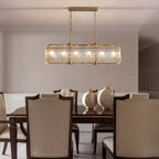 Lustre rectangulaire moderne en cristal de 40 po, 16 lumières, en laiton doré, pour salle à manger, salon, cuisine, îlot