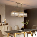 Lustre rectangulaire moderne en cristal de 40 po, 16 lumières, en laiton doré, pour salle à manger, salon, cuisine, îlot