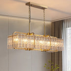 Lustre rectangulaire moderne en cristal de 40 po, 16 lumières, en laiton doré, pour salle à manger, salon, cuisine, îlot