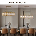 Lustre rectangulaire moderne en cristal de 40 po, 16 lumières, en laiton doré, pour salle à manger, salon, cuisine, îlot