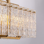 Lustre rectangulaire moderne en cristal de 40 po, 16 lumières, en laiton doré, pour salle à manger, salon, cuisine, îlot