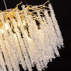 Lustre rectangulaire en cristal doré moderne de 40 pouces, branches d'arbre, luminaire suspendu pour îlot de cuisine, salle à manger