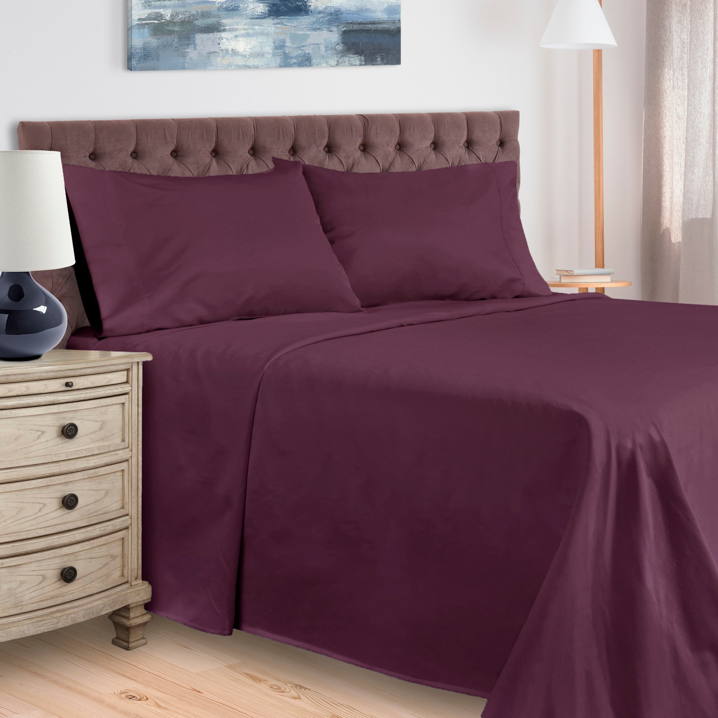 Parure de lit unie en coton égyptien 400 fils par Superior