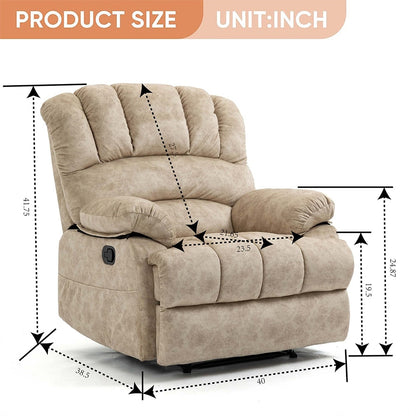 Fauteuil inclinable manuel surdimensionné 41 W, canapé inclinable extra large