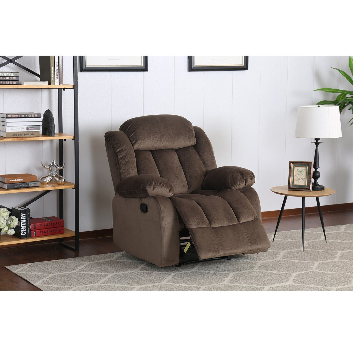 Fauteuil à bascule inclinable en tissu microsuède avec ours en peluche marron 41