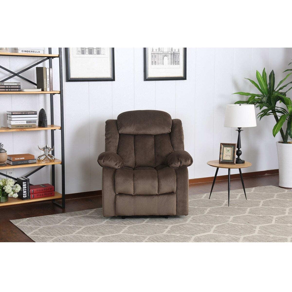 Fauteuil à bascule inclinable en tissu microsuède avec ours en peluche marron 41