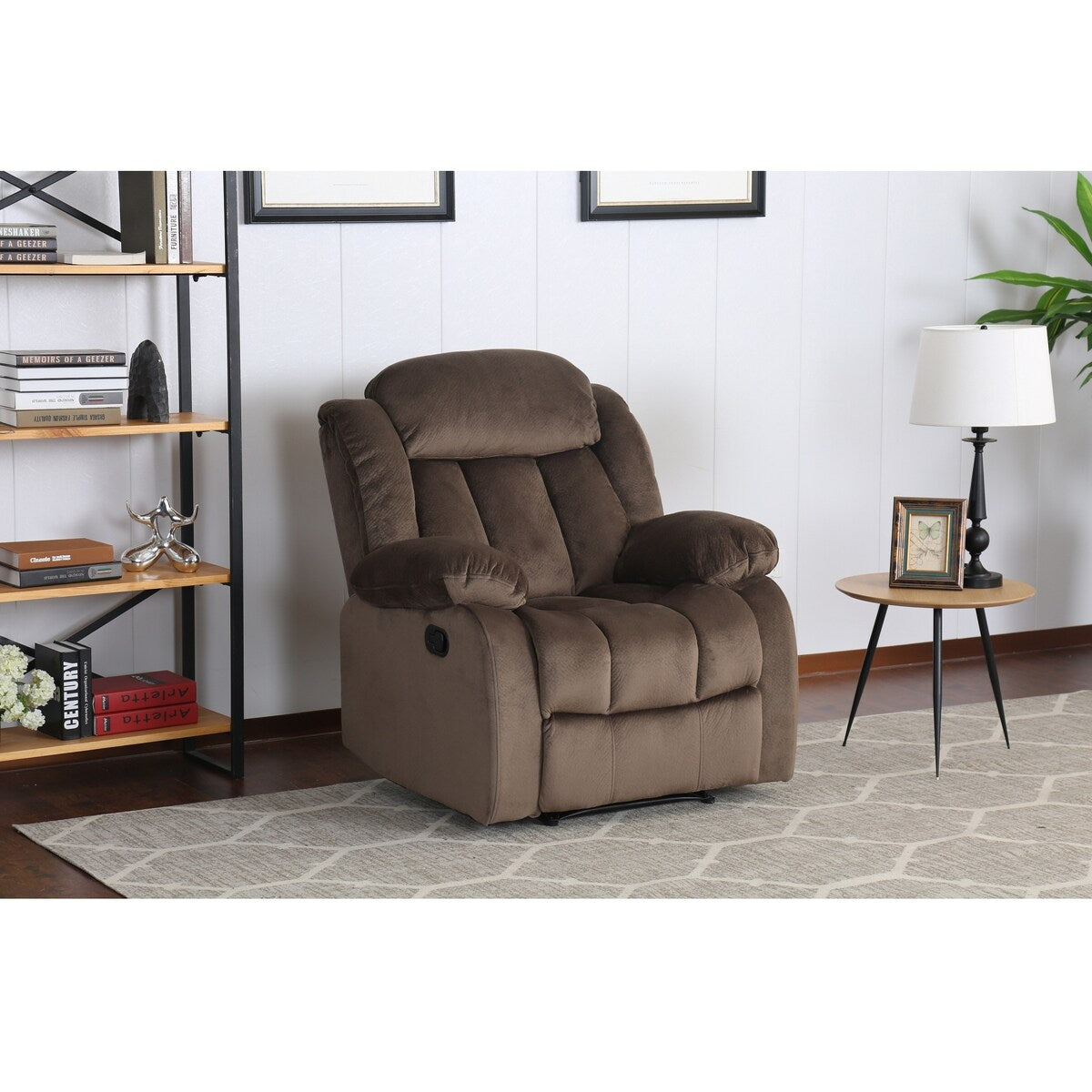 Fauteuil à bascule inclinable en tissu microsuède avec ours en peluche marron 41