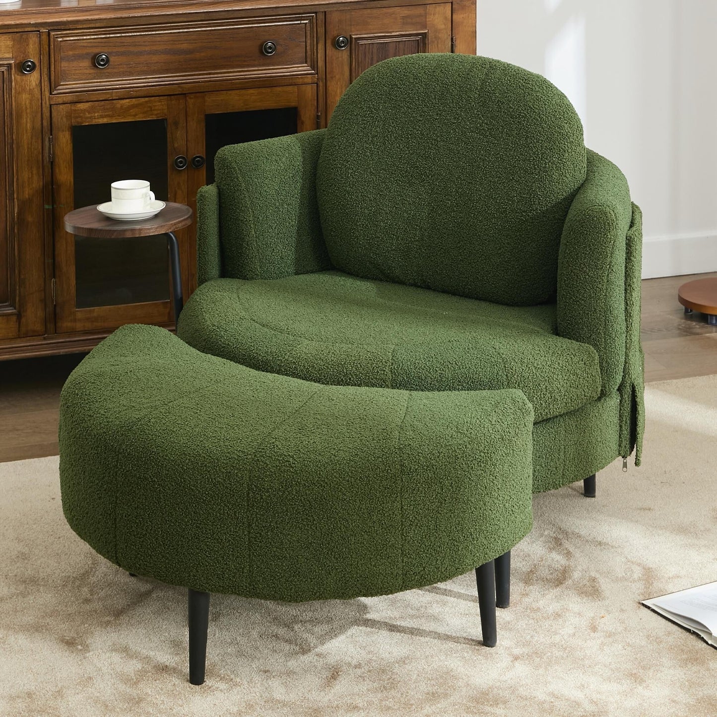 Fauteuil simple 42,5 avec repose-pieds mobile en forme de croissant