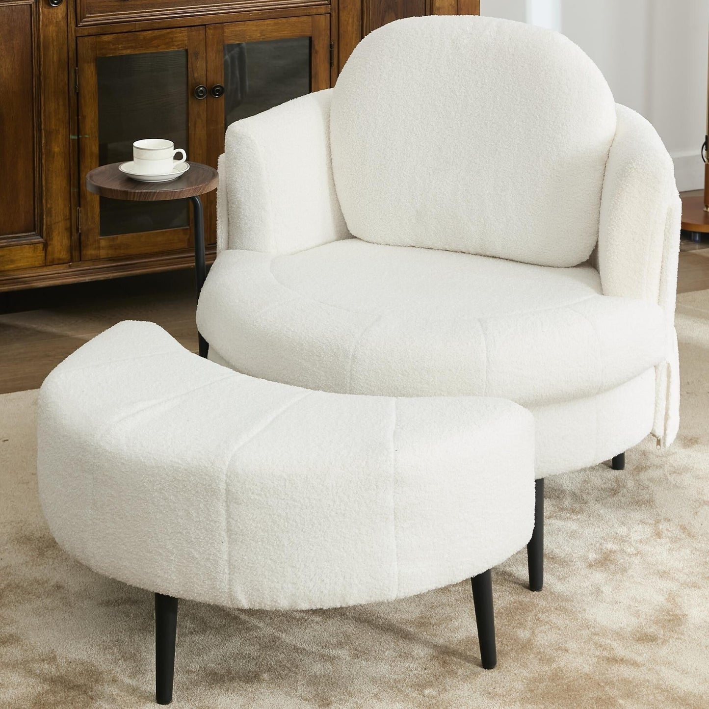 Fauteuil simple 42,5 avec repose-pieds mobile en forme de croissant
