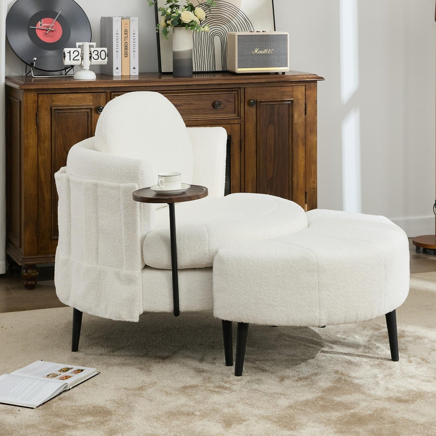 Fauteuil simple 42,5 avec repose-pieds mobile en forme de croissant