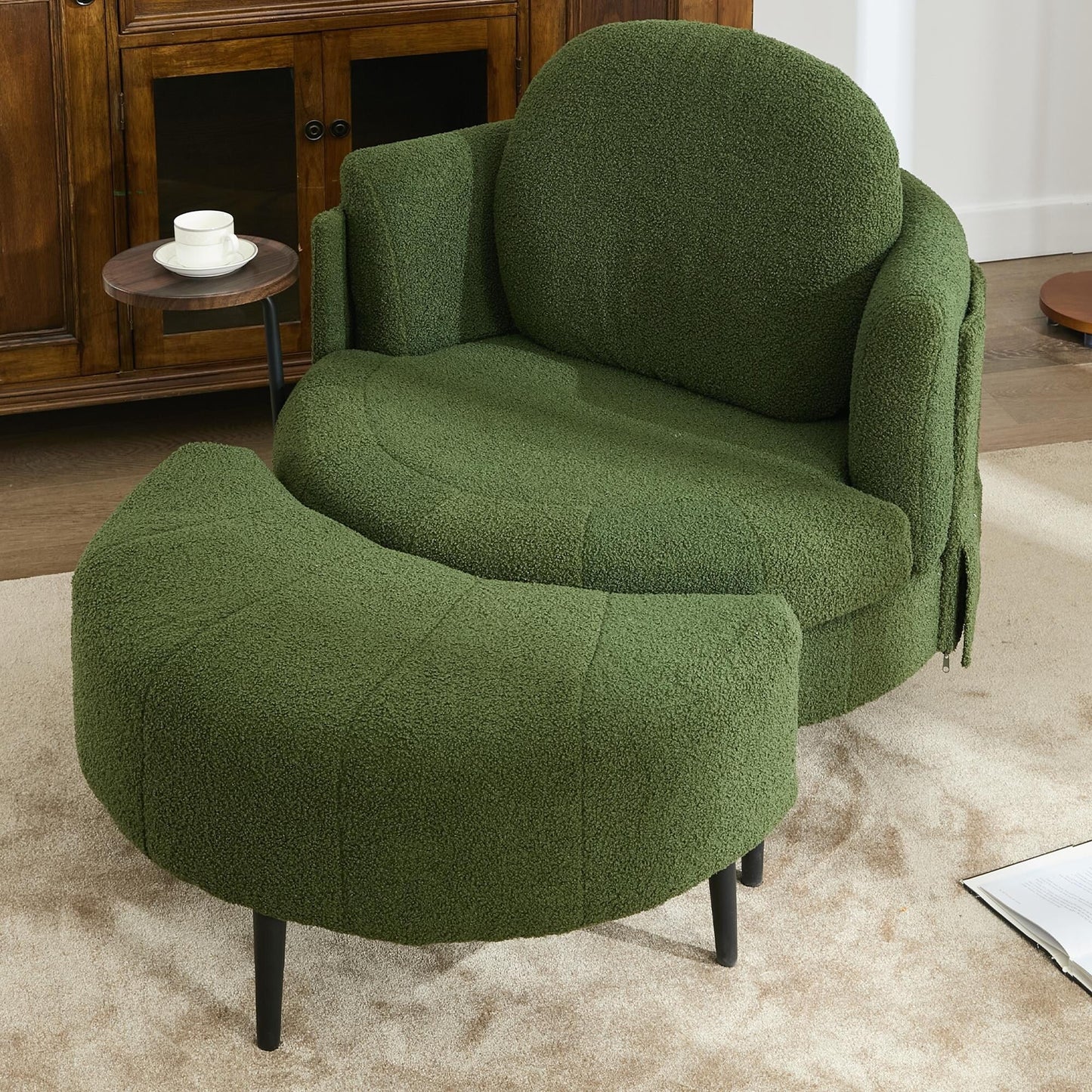 Fauteuil simple 42,5 avec repose-pieds mobile en forme de croissant