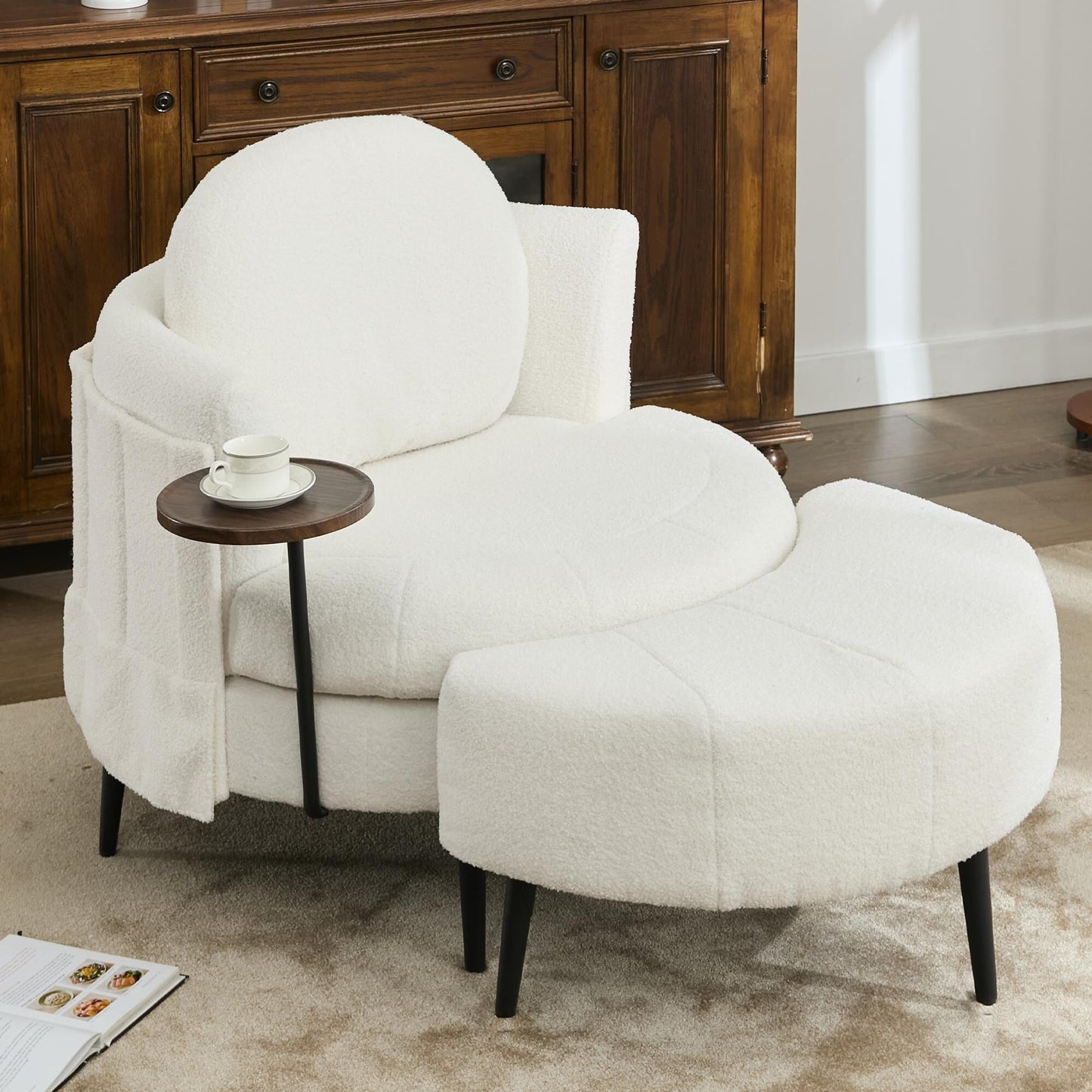 Fauteuil simple 42,5 avec repose-pieds mobile en forme de croissant