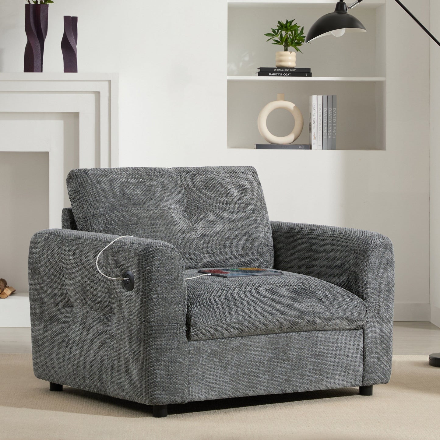 Fauteuil simple en chenille 42 x 33, siège large, double chargeur, 2 couleurs