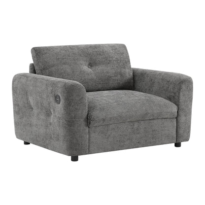 Fauteuil à siège large de 42 pouces avec chargeur à deux ports et conception de traction capitonnée par Harper&amp;Bright Designs