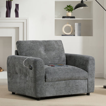 Fauteuil à siège large de 42 pouces avec chargeur à deux ports et conception de traction capitonnée par Harper&amp;Bright Designs