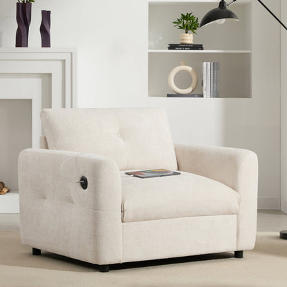 Fauteuil à siège large de 42 pouces avec chargeur à deux ports et conception de traction capitonnée par Harper&amp;Bright Designs