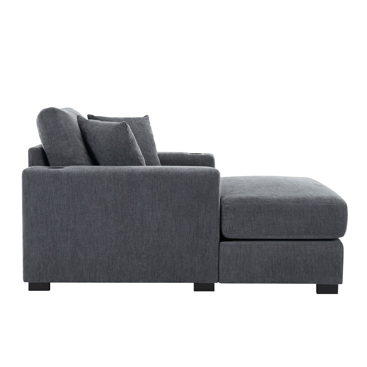 Canapé-lit surdimensionné de style moderne, avec coussins, station de charge et porte-gobelets, tissu chenille