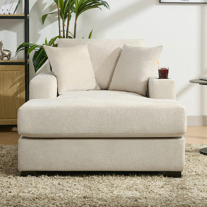 Canapé-lit surdimensionné de style moderne, avec coussins, station de charge et porte-gobelets, tissu chenille