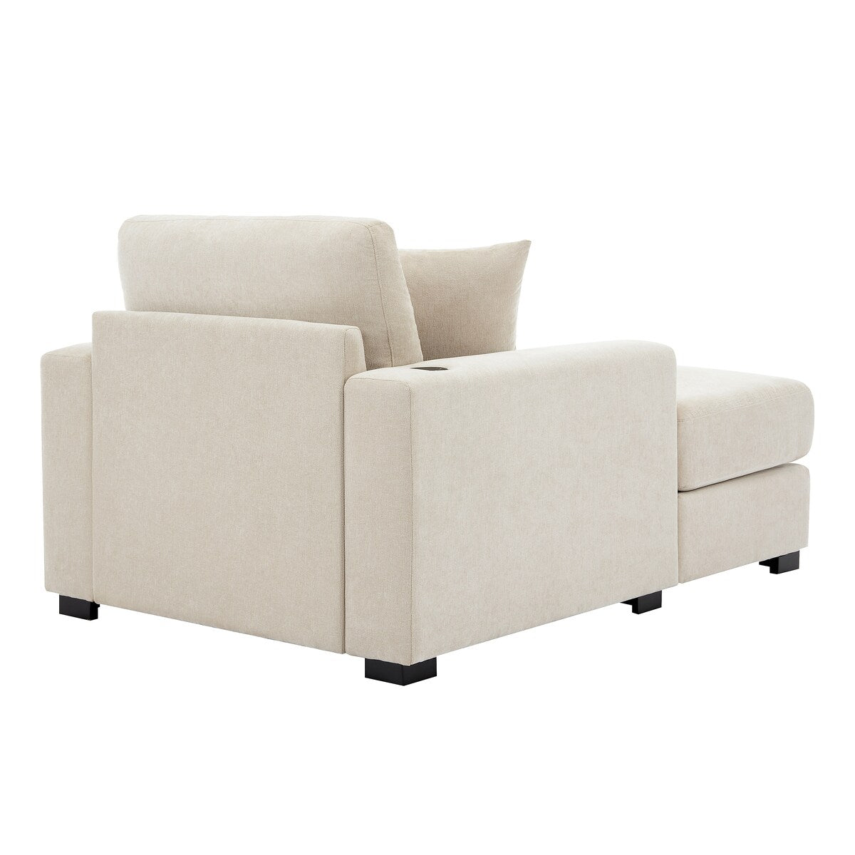 Canapé-lit surdimensionné de style moderne, avec coussins, station de charge et porte-gobelets, tissu chenille