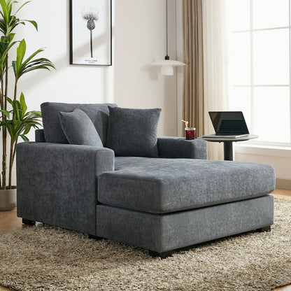 Canapé-lit surdimensionné de style moderne, avec coussins, station de charge et porte-gobelets, tissu chenille