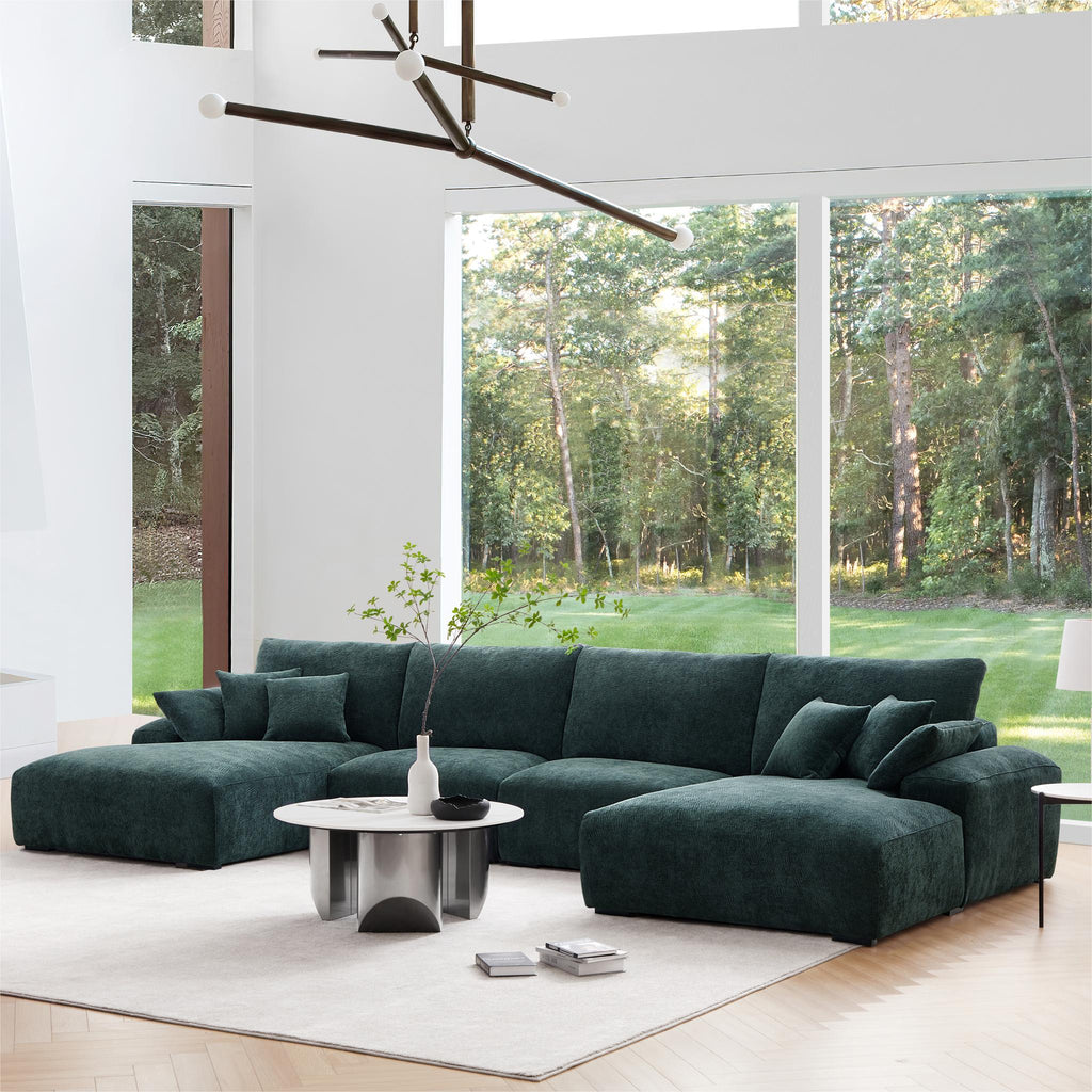 Le canapé d'angle en U vert impératrice