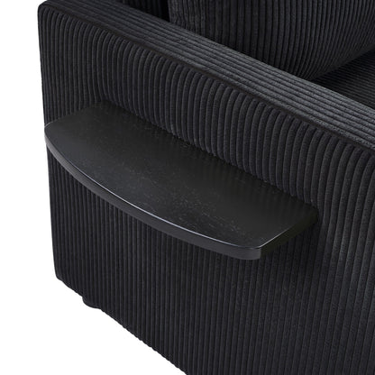 Canapé-lit double en velours côtelé 47,2 avec matelas pliable, table d'appoint, ports USB et poche de rangement