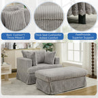 Chaise longue surdimensionnée en velours côtelé de 47,7 po avec fauteuil inclinable ottoman