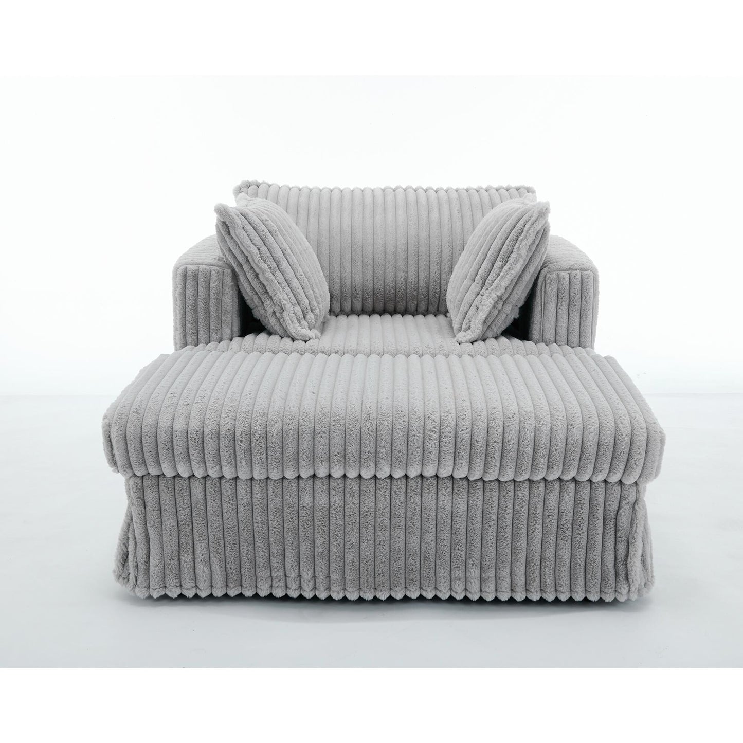 Chaise longue surdimensionnée en velours côtelé 47,7 po avec pouf