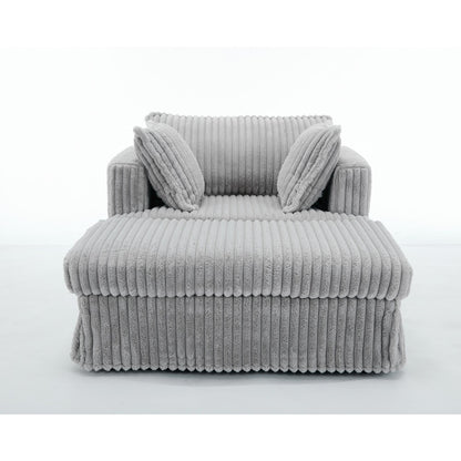 Chaise longue surdimensionnée en velours côtelé 47,7 po avec pouf
