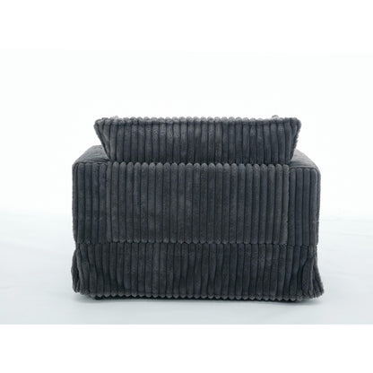 Chaise longue surdimensionnée en velours côtelé 47,7 po avec pouf