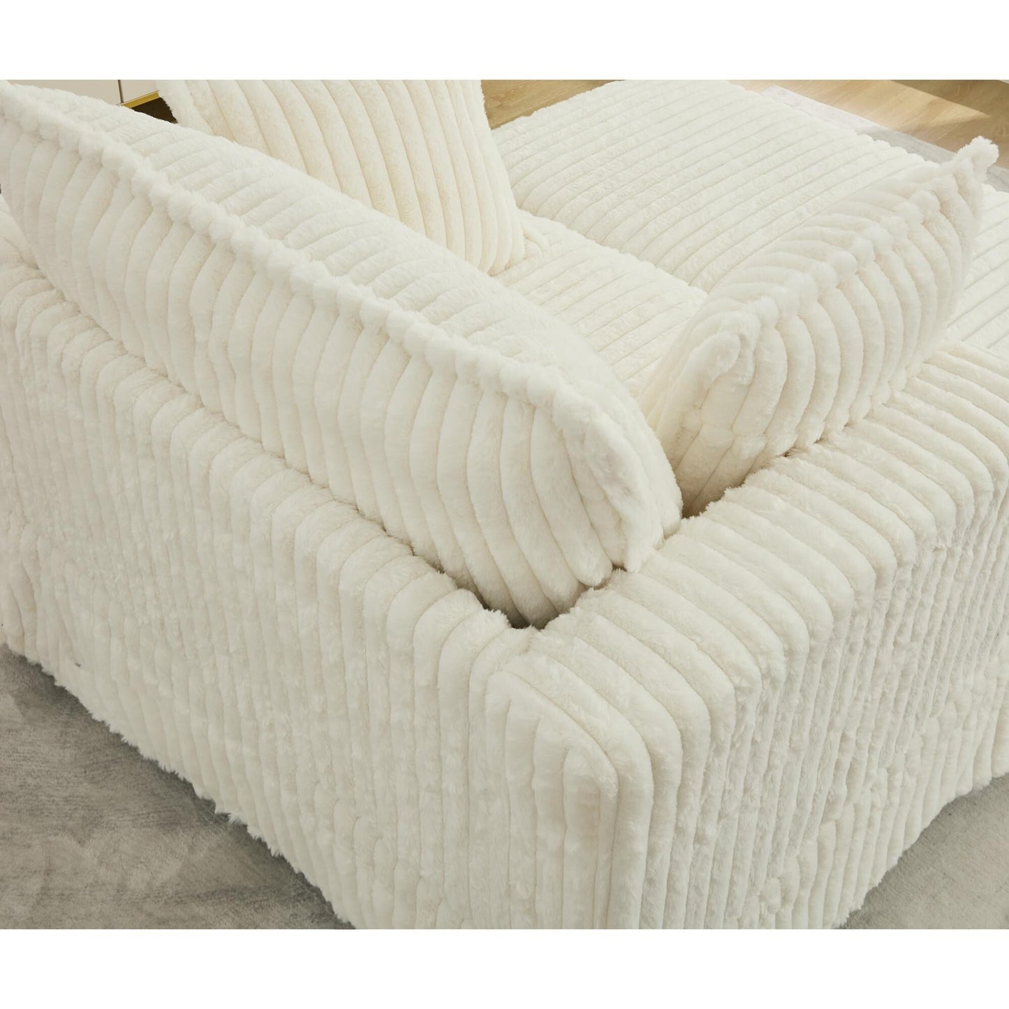 Chaise longue surdimensionnée en velours côtelé 47,7 po avec pouf