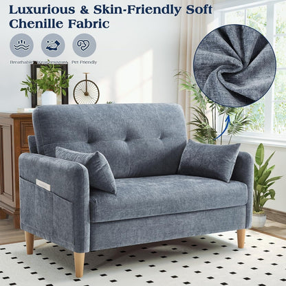 Canapé 47 en chenille - Canapé pour petit espace avec housse et oreiller amovibles, idéal pour un appartement ou un dortoir